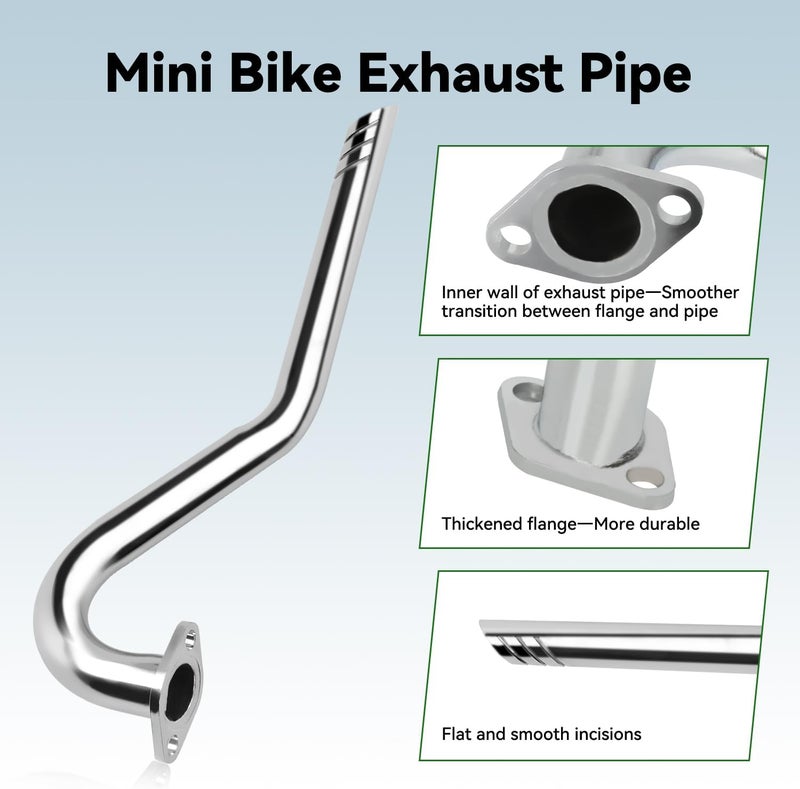 XIKOBY Upgraded Center Rear Exit Exhaust Pipe Compatible with Predator 79cc 98cc 99cc 3.0HP 154F Engine Mini Bike Coleman CT100U Massimo MB100 F-RP GMB100 Rascal Lite Parts Silver - Image 2